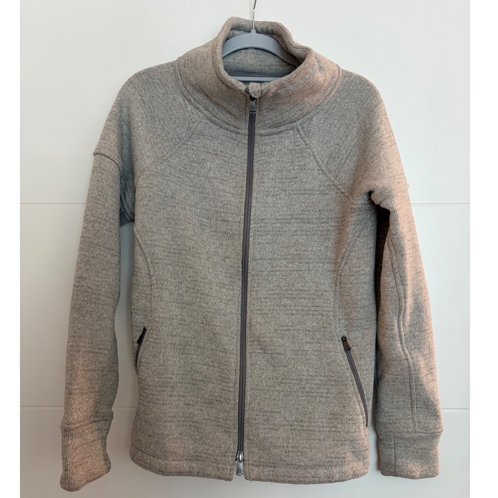Prana Womens Tri Thermal Threads Full Zip Jacket Gray Polartec S Camping Hiking